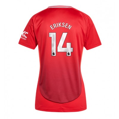 Ženski Nogometni dresi Manchester United Christian Eriksen #14 Domači 2024-25 Kratek Rokav Ženski Nogometni dresi Manchester United Christian Eriksen #14 Domači 2024-25 Kratek Rokav